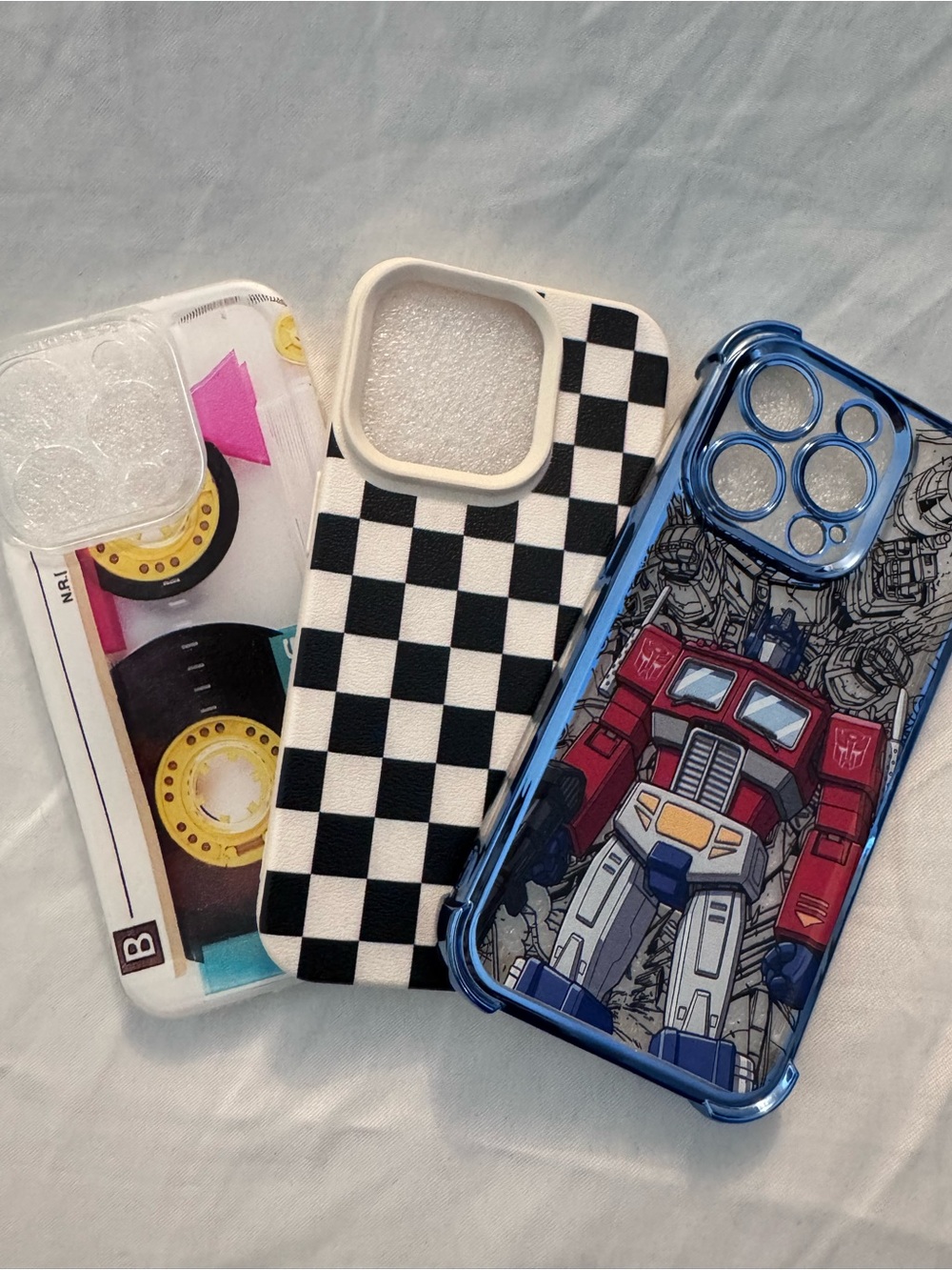 Apple Blue Transformer Graphic Clear Phone Case with Metallic Trim
